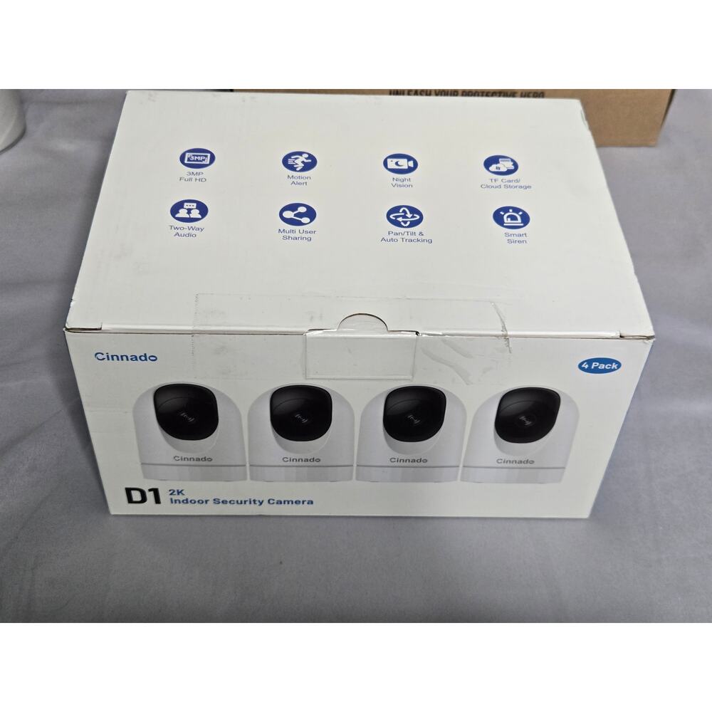 Cinnado D1 2K Indoor Security Camera 4 Pack WiFi Night Vision PTZ